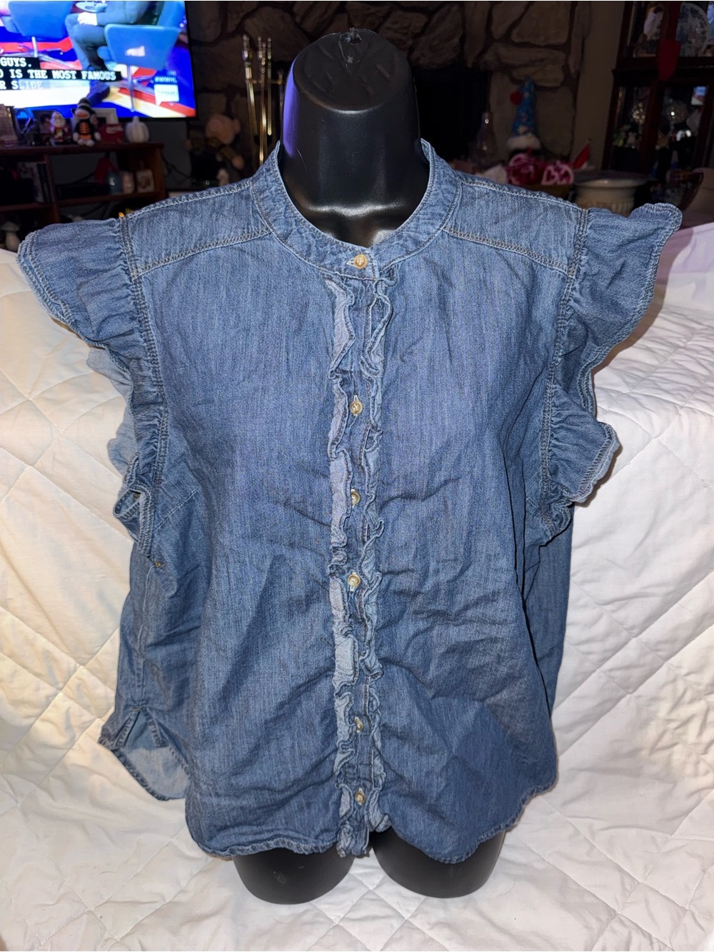 Chaps Denim Sleeveless Button Down